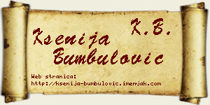 Ksenija Bumbulović vizit kartica